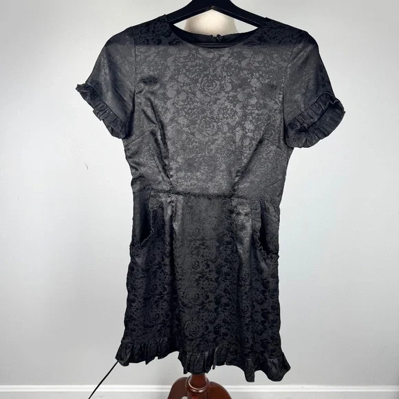 Lulus Cocktail Power Black Floral Embossed Satin Mini Dress - Picture 2 of 10